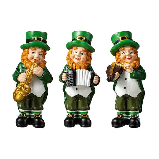 Glitzhome® 5" St. Patrick's Leprechaun Musicians Table Décor Set